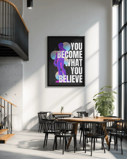 Modern interior with a motivational poster on the wall