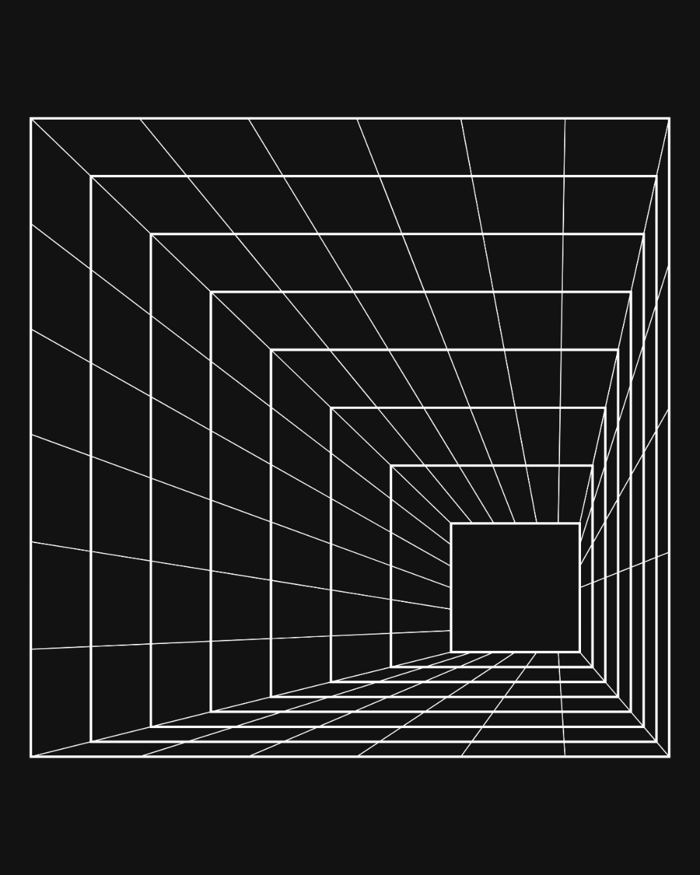 Geometric design with intersecting lines on a black background