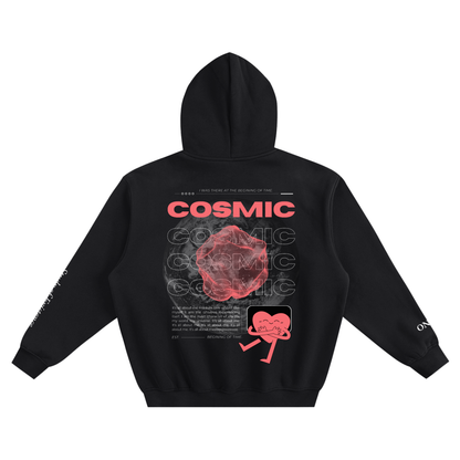 Black hoodie with red and white graphic design on a white background. Stylist streetwear hoodie, comfy formal hoodie, fashion hoodie, graphic hoodie, no front pocket hoodie, large hooded hoodie, large hood hoodie, oversized hoodie